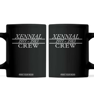 Xennial Crew 1977 to 1983 Coffee Mug Minimalist Bold Typography Graphic