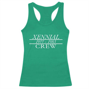 Xennial Crew 1977 to 1983 Racerback Tank Top Minimalist Bold Typography Graphic TS02 Irish Green Print Your Wear
