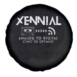 Funny Xennial Analog To Digital Spare Tire Cover Cassette Tape to Internet Cynic to Optimist TS02 Print Your Wear