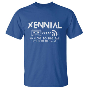Funny Xennial Analog To Digital T Shirt Cassette Tape to Internet Cynic to Optimist TS02 Royal Blue Print Your Wear