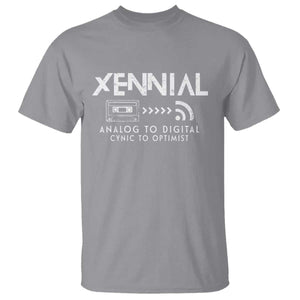 Funny Xennial Analog To Digital T Shirt Cassette Tape to Internet Cynic to Optimist TS02 Sport Gray Print Your Wear