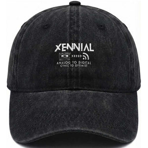 Funny Xennial Analog To Digital Washed Cotton Baseball Cap Cassette Tape to Internet Cynic to Optimist TS02 Print Your Wear