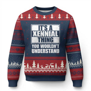 It's A Xennial Thing You Wouldn't Understand Ugly Christmas Sweater Distressed Retro Graphic