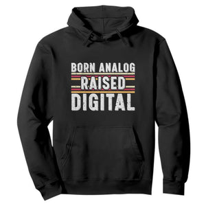 Born Analog Raised Digital Hoodie Vintage Sunset Retro Tech Graphic TS02 Black Print Your Wear