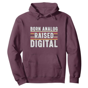 Born Analog Raised Digital Hoodie Vintage Sunset Retro Tech Graphic TS02 Maroon Print Your Wear