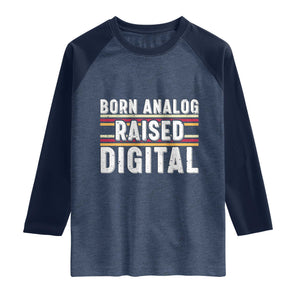 Born Analog Raised Digital Raglan Shirt Vintage Sunset Retro Tech Graphic