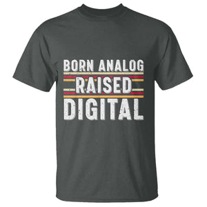 Born Analog Raised Digital T Shirt Vintage Sunset Retro Tech Graphic TS02 Dark Heather Print Your Wear