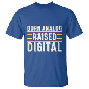 Born Analog Raised Digital T Shirt Vintage Sunset Retro Tech Graphic TS02 Royal Blue Print Your Wear