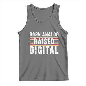 Born Analog Raised Digital Tank Top Vintage Sunset Retro Tech Graphic