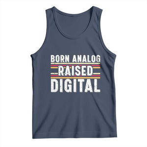 Born Analog Raised Digital Tank Top Vintage Sunset Retro Tech Graphic