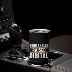 Born Analog Raised Digital Tumbler Cup Vintage Sunset Retro Tech Graphic