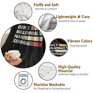 Gen X Millennial Nah Xennial Throw Blanket Retro Sunset Striped Typography Graphic TS02 Print Your Wear