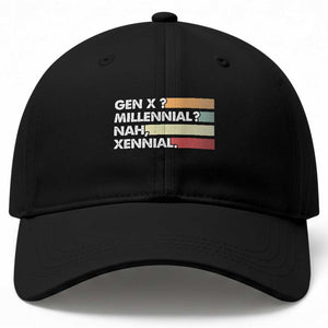 Gen X Millennial Nah Xennial Baseball Cap Retro Sunset Striped Typography Graphic TS02 Print Your Wear