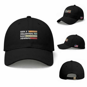 Gen X Millennial Nah Xennial Baseball Cap Retro Sunset Striped Typography Graphic TS02 Baseball Cap Universal Fit Black Print Your Wear