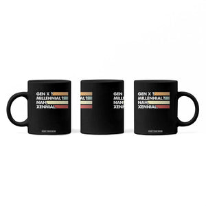 Gen X Millennial Nah Xennial Coffee Mug Retro Sunset Striped Typography Graphic