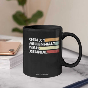 Gen X Millennial Nah Xennial Coffee Mug Retro Sunset Striped Typography Graphic