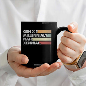Gen X Millennial Nah Xennial Coffee Mug Retro Sunset Striped Typography Graphic