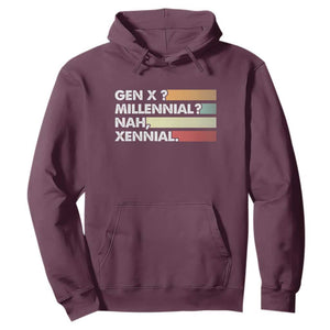 Gen X Millennial Nah Xennial Hoodie Retro Sunset Striped Typography Graphic
