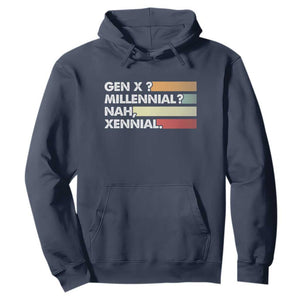 Gen X Millennial Nah Xennial Hoodie Retro Sunset Striped Typography Graphic
