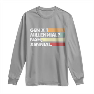 Gen X Millennial Nah Xennial Long Sleeve Shirt Retro Sunset Striped Typography Graphic TS02 Sport Gray Print Your Wear
