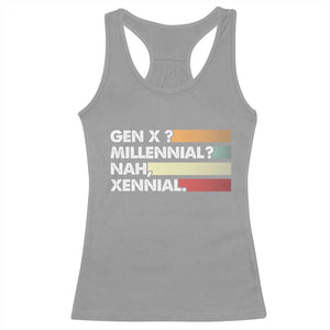 Gen X Millennial Nah Xennial Racerback Tank Top Retro Sunset Striped Typography Graphic TS02 Sport Gray Print Your Wear