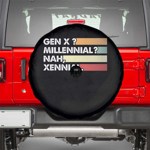 Gen X Millennial Nah Xennial Spare Tire Cover Retro Sunset Striped Typography Graphic TS02 Black Print Your Wear