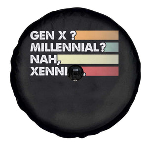 Gen X Millennial Nah Xennial Spare Tire Cover Retro Sunset Striped Typography Graphic TS02 Print Your Wear