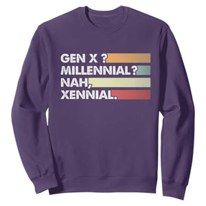 Gen X Millennial Nah Xennial Sweatshirt Retro Sunset Striped Typography Graphic