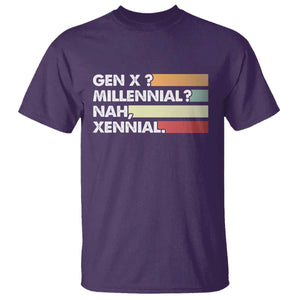 Gen X Millennial Nah Xennial T Shirt Retro Sunset Striped Typography Graphic TS02 Purple Print Your Wear
