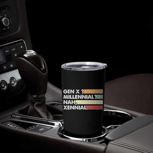 Gen X Millennial Nah Xennial Tumbler Cup Retro Sunset Striped Typography Graphic