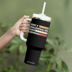 Gen X Millennial Nah Xennial Tumbler With Handle Retro Sunset Striped Typography Graphic TS02 Print Your Wear