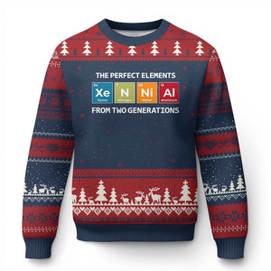 Xennial The Perfect Elements From Two Generations Ugly Christmas Sweater Periodic Table Science Graphic