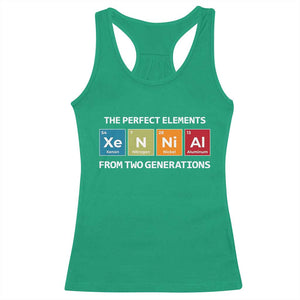 Xennial The Perfect Elements From Two Generations Racerback Tank Top Periodic Table Science Graphic TS02 Irish Green Print Your Wear