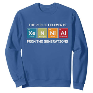 Xennial The Perfect Elements From Two Generations Sweatshirt Periodic Table Science Graphic TS02 Royal Blue Print Your Wear