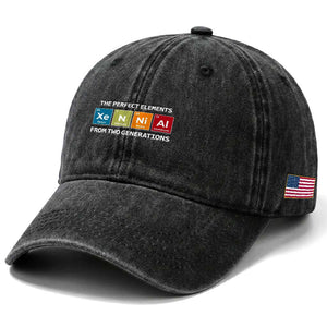 Xennial The Perfect Elements From Two Generations Washed Cotton Baseball Cap Periodic Table Science Graphic TS02 Print Your Wear