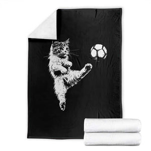 Vintage Sketch Soccer Cat Graphic Throw Blanket Kitten Kicking Football Sports Lover TS02 Black Print Your Wear
