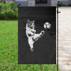 Vintage Sketch Soccer Cat Graphic Garden Flag Kitten Kicking Football Sports Lover TS02 Print Your Wear
