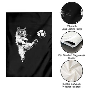 Vintage Sketch Soccer Cat Graphic Garden Flag Kitten Kicking Football Sports Lover TS02 Print Your Wear
