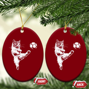 Vintage Sketch Soccer Cat Graphic Ceramic Ornament Kitten Kicking Football Sports Lover TS02 Print Your Wear