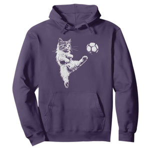 Vintage Sketch Soccer Cat Graphic Hoodie Kitten Kicking Football Sports Lover TS02 Purple Print Your Wear