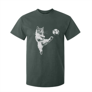 Vintage Sketch Soccer Cat Graphic T Shirt For Kid Kitten Kicking Football Sports Lover TS02 Dark Forest Green Print Your Wear
