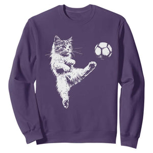 Vintage Sketch Soccer Cat Graphic Sweatshirt Kitten Kicking Football Sports Lover