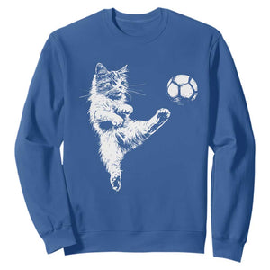 Vintage Sketch Soccer Cat Graphic Sweatshirt Kitten Kicking Football Sports Lover
