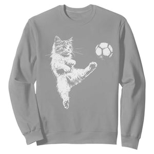 Vintage Sketch Soccer Cat Graphic Sweatshirt Kitten Kicking Football Sports Lover