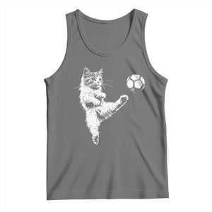 Vintage Sketch Soccer Cat Graphic Tank Top Kitten Kicking Football Sports Lover TS02 Black Heather Print Your Wear