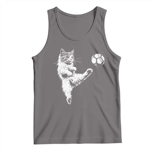 Vintage Sketch Soccer Cat Graphic Tank Top Kitten Kicking Football Sports Lover TS02 Deep Heather Print Your Wear