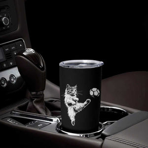 Vintage Sketch Soccer Cat Graphic Tumbler Cup Kitten Kicking Football Sports Lover TS02 Print Your Wear