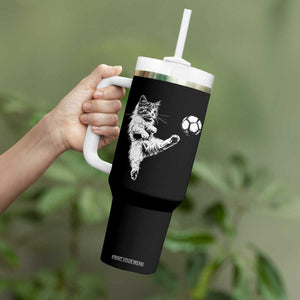 Vintage Sketch Soccer Cat Graphic Tumbler With Handle Kitten Kicking Football Sports Lover TS02 Print Your Wear