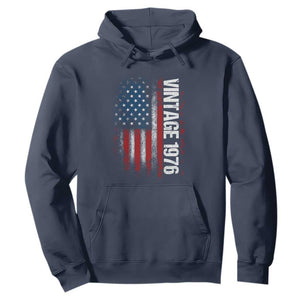 1976 Distressed American Flag Hoodie Patriotic 50th Birthday Graphic TS02 Navy Print Your Wear