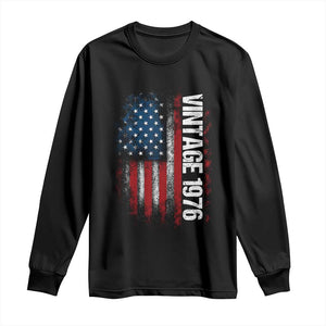 1976 Distressed American Flag Long Sleeve Shirt Patriotic 50th Birthday Graphic TS02 Black Print Your Wear